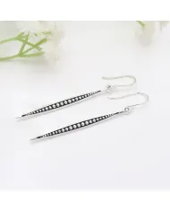 925 Sterling Silver Oxidized Dangle Earrings – Elegant & Timeless Design