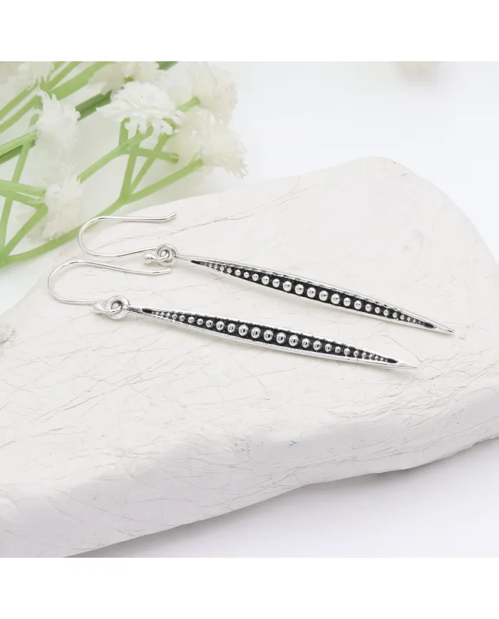 925 Sterling Silver Oxidized Dangle Earrings – Elegant & Timeless Design