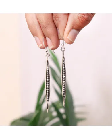 925 Sterling Silver Oxidized Dangle Earrings – Elegant & Timeless Design
