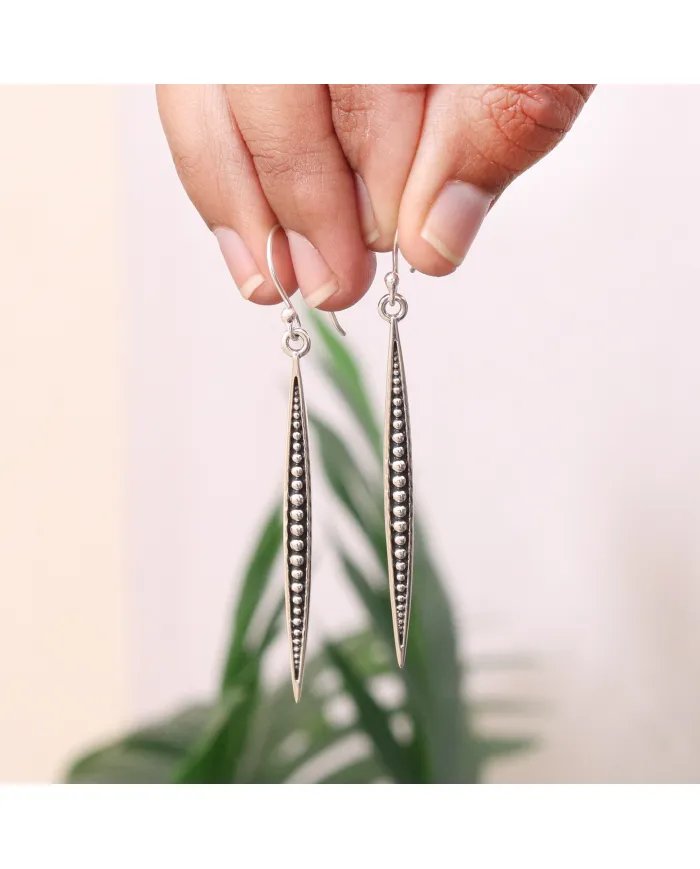 Elegant Oxidised Earrings – 925 Silver Handmade Dangle Earrings for Women