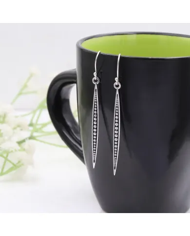 925 Sterling Silver Oxidized Dangle Earrings – Elegant & Timeless Design