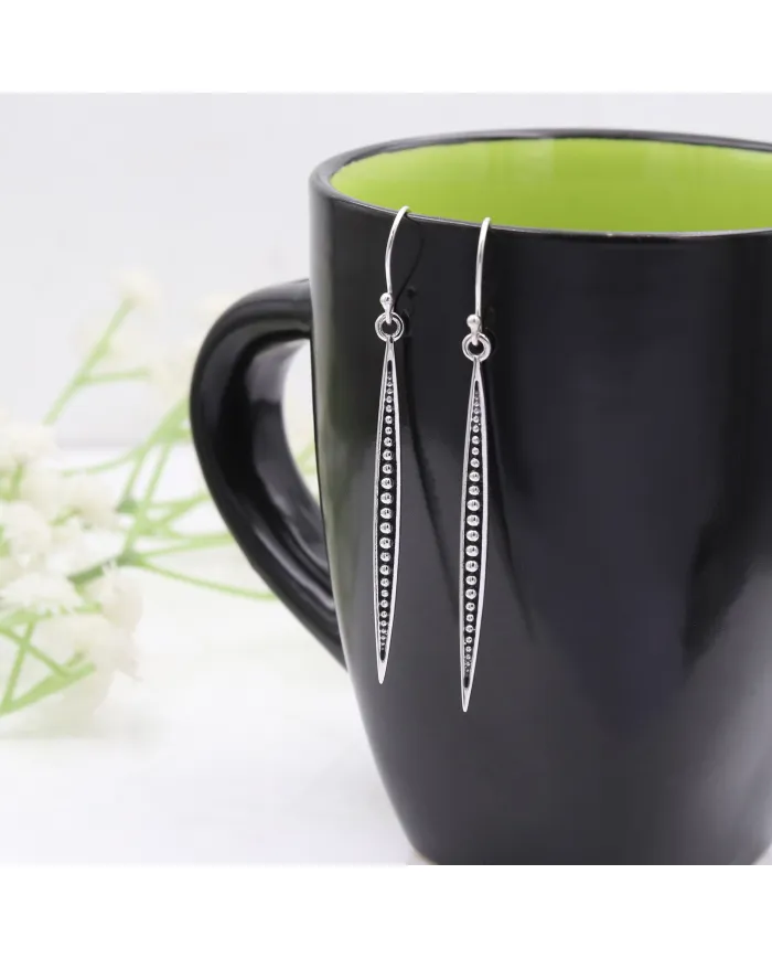 925 Sterling Silver Oxidized Dangle Earrings – Elegant & Timeless Design