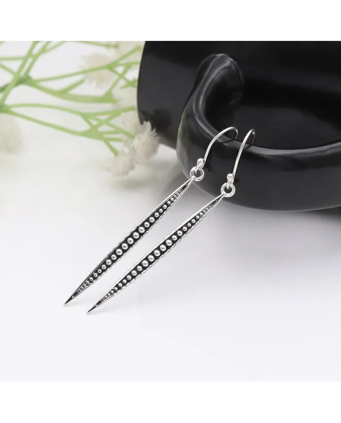 925 Sterling Silver Oxidized Dangle Earrings – Elegant & Timeless Design