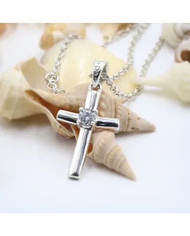 Swarovski Crystal Cross Pendant - 925 Sterling Silver  Religious Jewelry