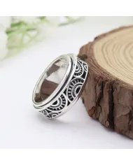 Sterling Silver Oxidized Spinner Ring - Fidget Ring Anxiety Ring Unisex Spinner Band Ring Handmade Jewelry