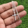 Cross Necklace, Sterling Silver Pendant, Zirconia Pendant, Unisex Pendant, Religious Pendant, Pendant with Chain, Christmas Gift