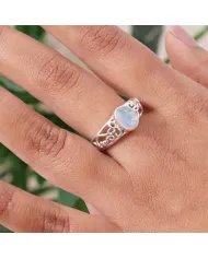Rainbow Moonstone Ring - Sterling Silver Statement Handmade Ring Enhance Dainty Jewelry