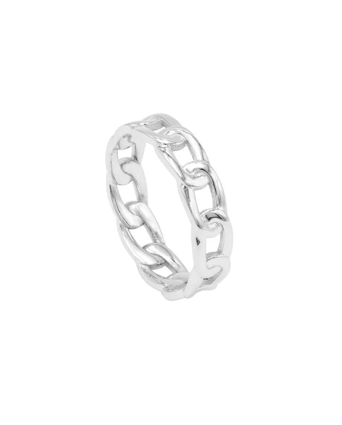 Link Silver Band Ring - Sterling Silver Ring Handmade Ring Everyday Wear Ring Minimalist Unisex Jewelry