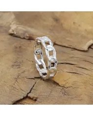 Link Silver Band Ring - Sterling Silver Ring Handmade Ring Everyday Wear Ring Minimalist Unisex Jewelry