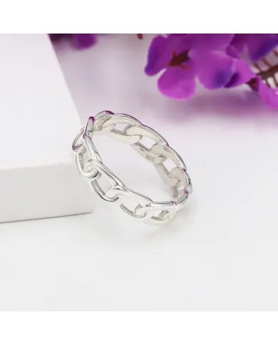 Link Silver Band Ring - Sterling Silver Ring Handmade Ring Everyday Wear Ring Minimalist Unisex Jewelry