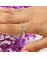 Mariner Chain Silver Band Ring - Sterling Silver Ring Handmade Ring Everyday Wear Ring Minimalist Unisex Jewelry