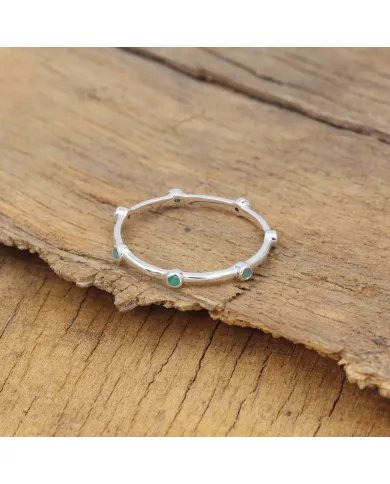 Emerald Gemstone Ring - 925 Sterling Silver - Minimalist Jewelry
