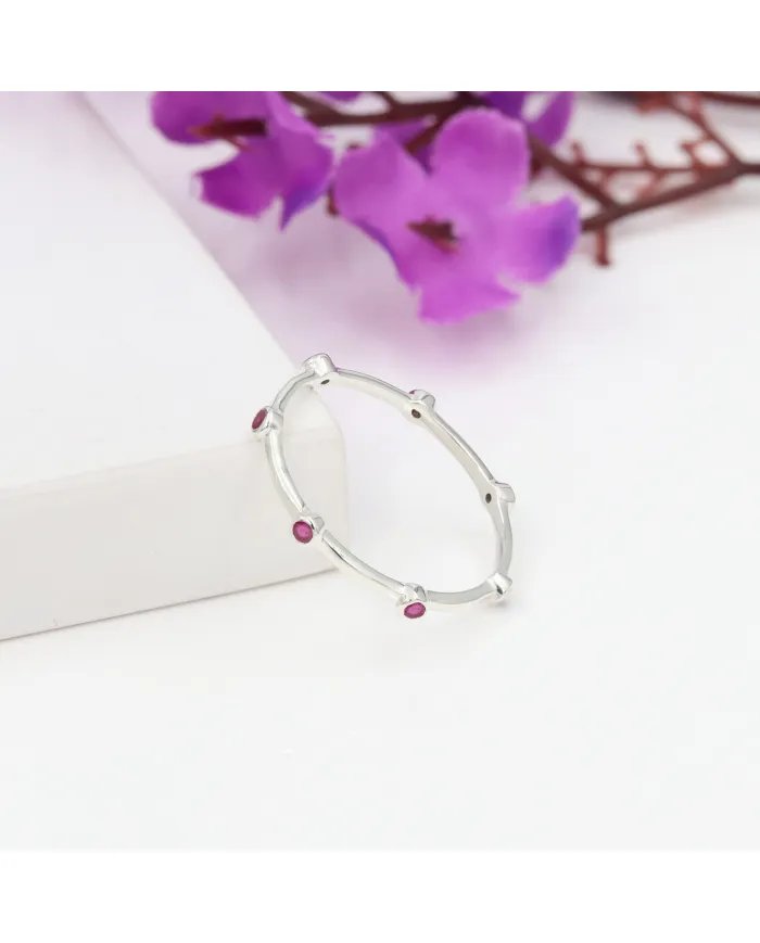 Ruby Gemstone Ring - Sterling Silver Ring Dainty Minimalist Ring Handmade Ring Women's Jewelry
