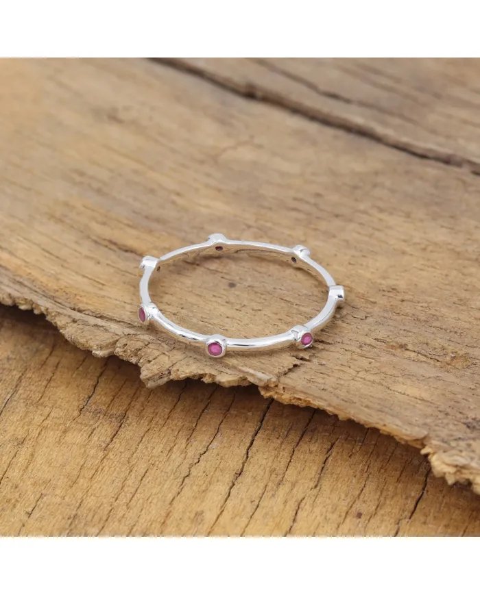 Ruby Gemstone Ring - Sterling Silver Ring Dainty Minimalist Ring Handmade Ring Women's Jewelry