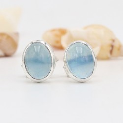 Aquamarine Studs, Sterling Silver Earrings, Vintage Stud Earrings, Push Back Earrings, March Birthstone, Handmade Studs for Love