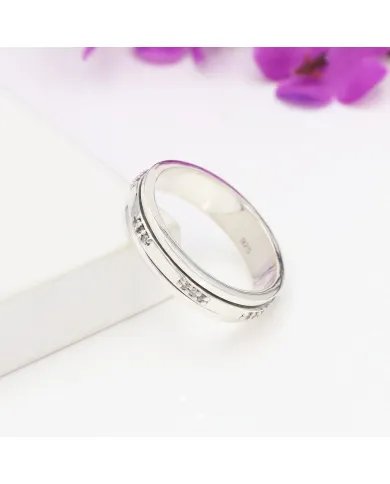 Swarovski Crystal Sterling Silver Ring - Spinner Handmade Band Ring Statement Ring Perfect Gift for Her