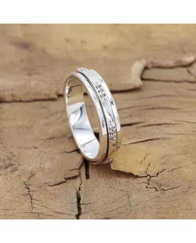 Swarovski Crystal Sterling Silver Ring - Spinner Handmade Band Ring Statement Ring Perfect Gift for Her