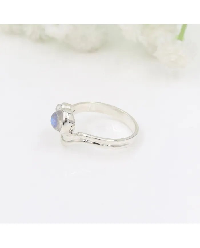 Rainbow Moonstone Ring - Sterling Silver Statement Ring Handmade Versatile Ring June Birthstone Jewelry