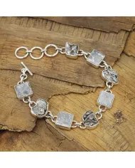 Natural Meteorite Stone Bracelet - Sterling Silver Bracelet Handmade Bracelet Unisex Jewelry