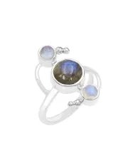 Labradorite & Rainbow Moonstone Ring - 925 Sterling Silver Jewelry