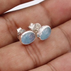 Aquamarine Studs, Sterling Silver Earrings, Vintage Stud Earrings, Push Back Earrings, March Birthstone, Handmade Studs for Love