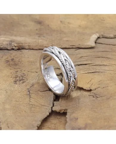 925 Sterling Silver Spinner Ring – Handmade Anxiety & Meditation Fidget Ring for Men & Women