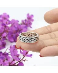 Oxidized Spinner Ring 925 Sterling Silver Band Ring – Handmade Anxiety & Meditation Fidget Ring Unisex Ring