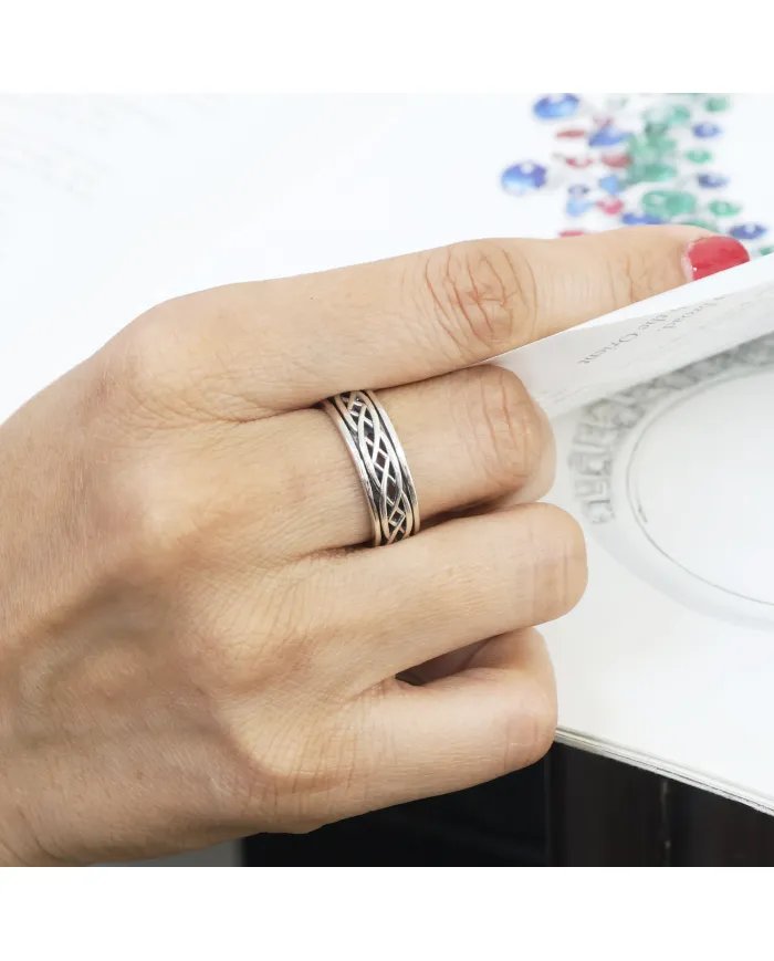 Oxidized Spinner Ring 925 Sterling Silver Band Ring – Handmade Anxiety & Meditation Fidget Ring Unisex Ring