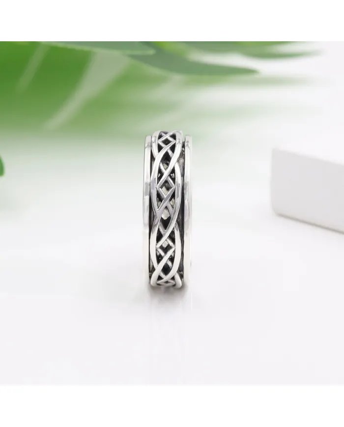 Oxidized Spinner Ring 925 Sterling Silver Band Ring – Handmade Anxiety & Meditation Fidget Ring Unisex Ring