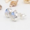 Moonstone Stud, 925 Sterling Silver Earrings, Oval Blue Studs, June Birthstone, Push Back Earrings, Handmade Earrings for Girls