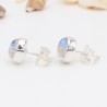 Moonstone Stud, 925 Sterling Silver Earrings, Oval Blue Studs, June Birthstone, Push Back Earrings, Handmade Earrings for Girls