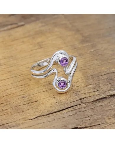 Amethyst Ring - Sterling Silver Statement Ring Stylish Ring Handmade Ring Versatile Ring for Women