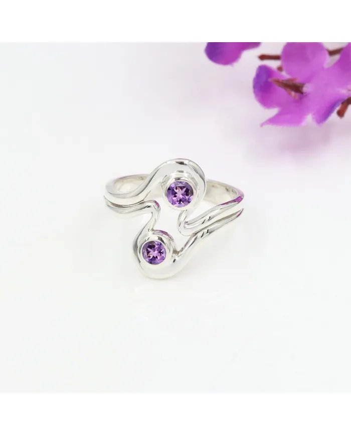 Amethyst Ring - Sterling Silver Statement Ring Stylish Ring Handmade Ring Versatile Ring for Women