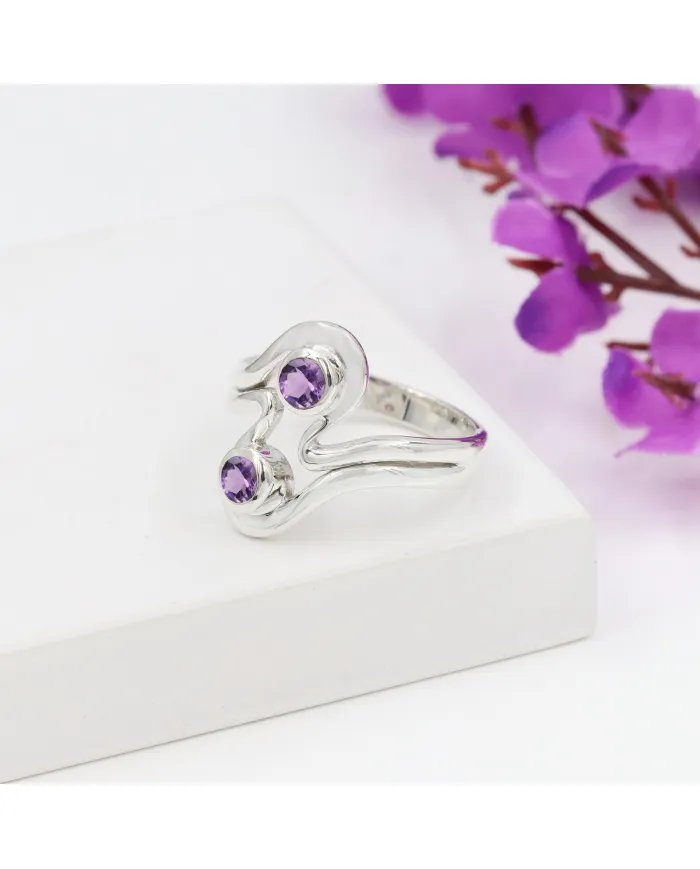 Amethyst Ring - Sterling Silver Statement Ring Stylish Ring Handmade Ring Versatile Ring for Women