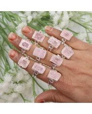 Raw Morganite Ring - 925 Sterling Silver Handmade Gemstone Jewelry