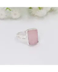 Raw Material Morganite Ring - Sterling Silver Handmade Ring Unique Statement Jewelry