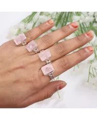 Raw Material Morganite Ring - Sterling Silver Handmade Ring Unique Statement Jewelry