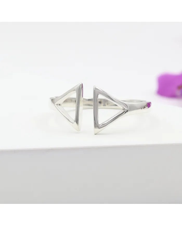 925 Sterling Silver Stackable Ring - Handmade Ring Triangle Silver Band Ring for Women