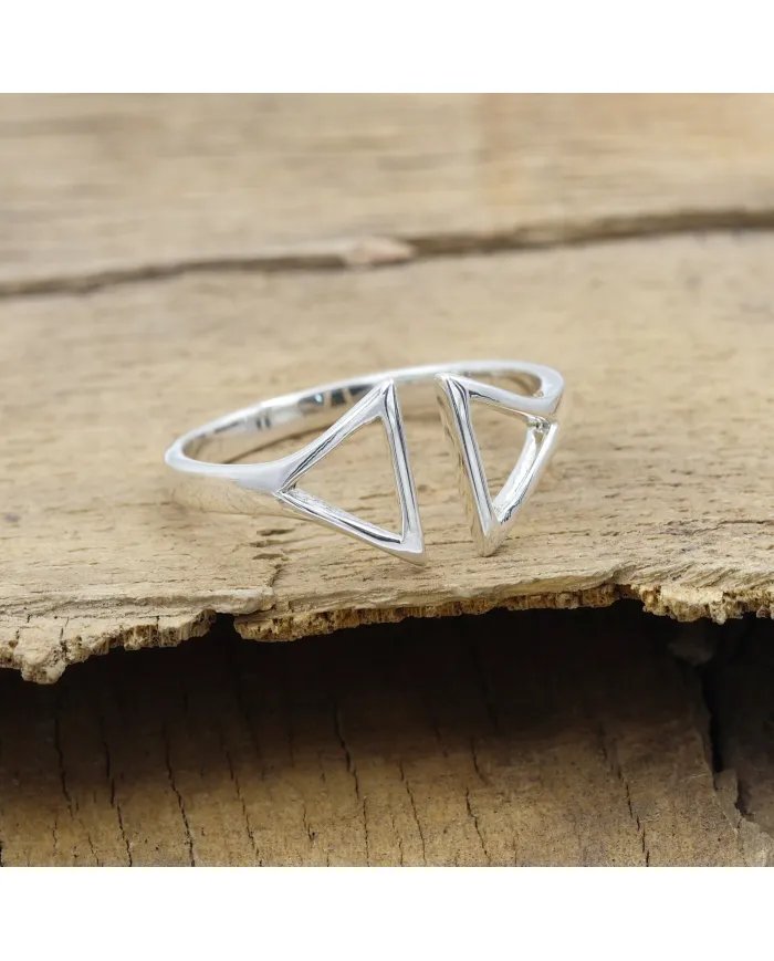 925 Sterling Silver Stackable Ring - Handmade Ring Triangle Silver Band Ring for Women