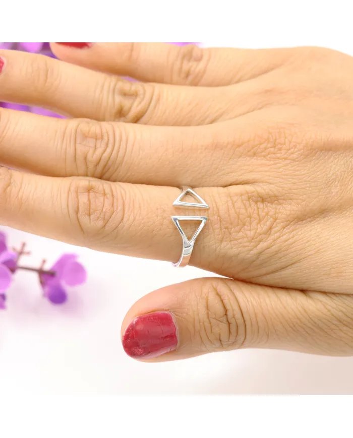 925 Sterling Silver Stackable Ring - Handmade Ring Triangle Silver Band Ring for Women