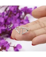 Double Triangle Open Band Ring – 925 Silver Minimalist Geometric