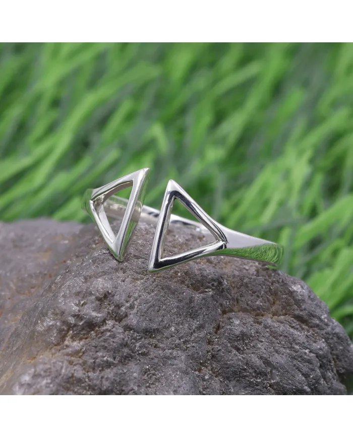925 Sterling Silver Stackable Ring - Handmade Ring Triangle Silver Band Ring for Women