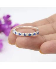 Ethiopian Opal Ring with Cubic Zirconia Tanzanite - 925 Silver Jewelry