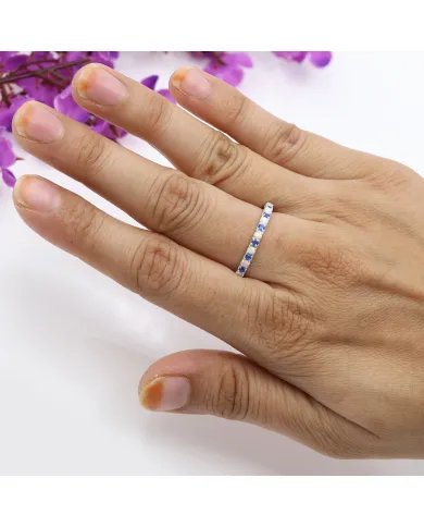 Ethiopian Opal Ring with Cubic Zirconia Tanzanite - 925 Silver Jewelry