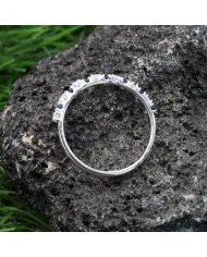 Ethiopian Opal Ring with Cubic Zirconia Tanzanite - 925 Silver Jewelry