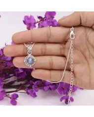 Labradorite Pendant - 925 Sterling Silver Flashing Gemstone Jewelry