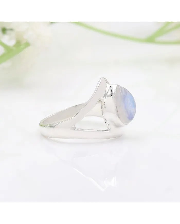 Rainbow Moonstone Ring – Handmade 925 Sterling Silver Statement Jewelry