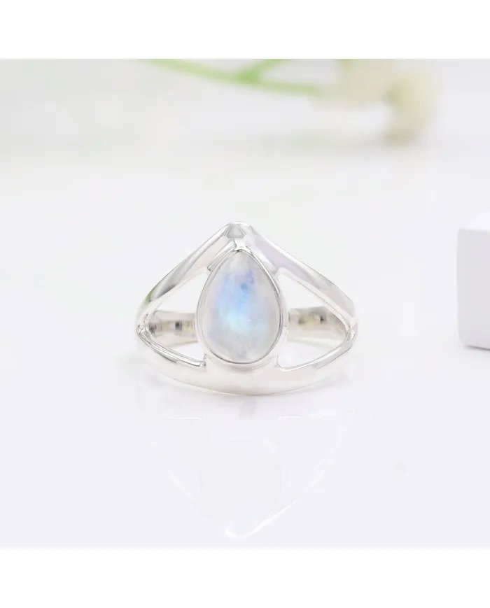 Rainbow Moonstone Ring – Handmade 925 Sterling Silver Statement Jewelry