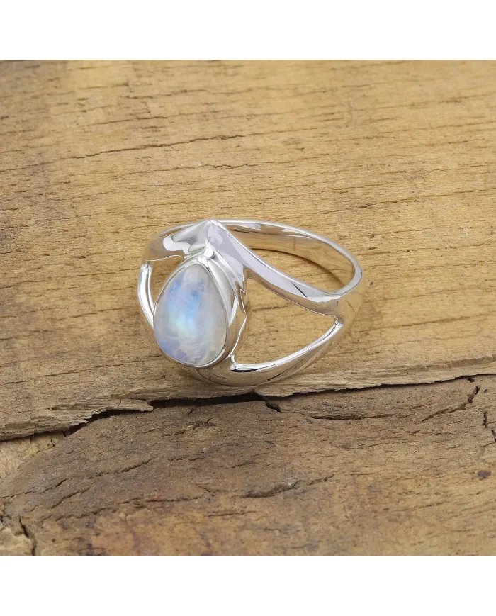 Rainbow Moonstone Ring – Handmade 925 Sterling Silver Statement Jewelry