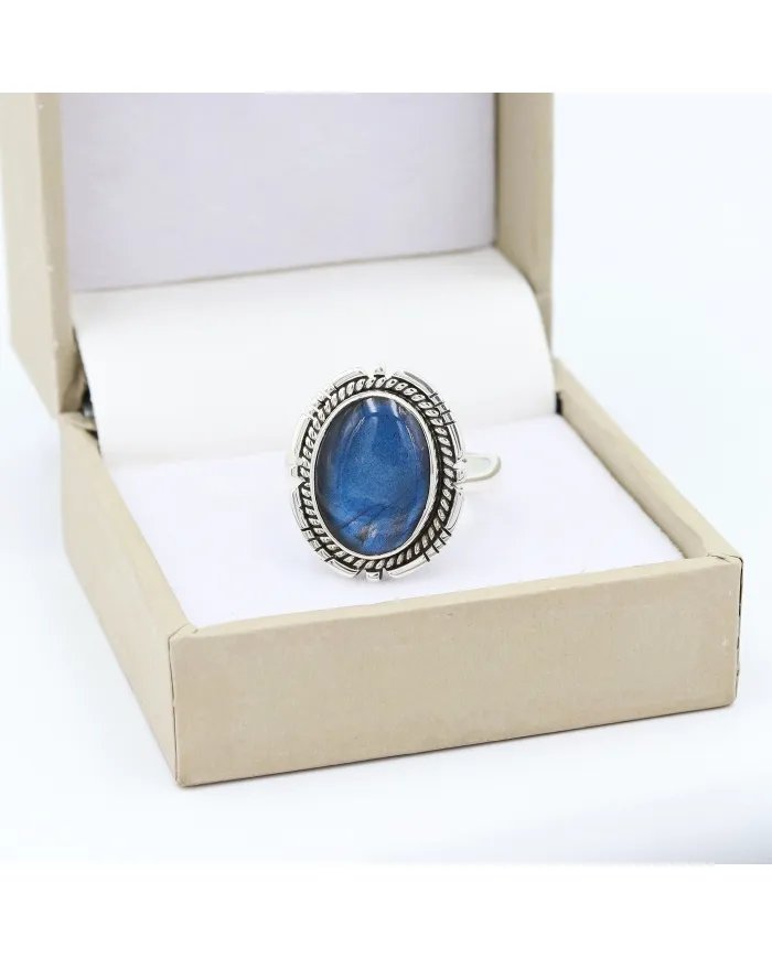 Labradorite Ring - 925 Sterling Silver Handmade Boho Vintage Jewelry